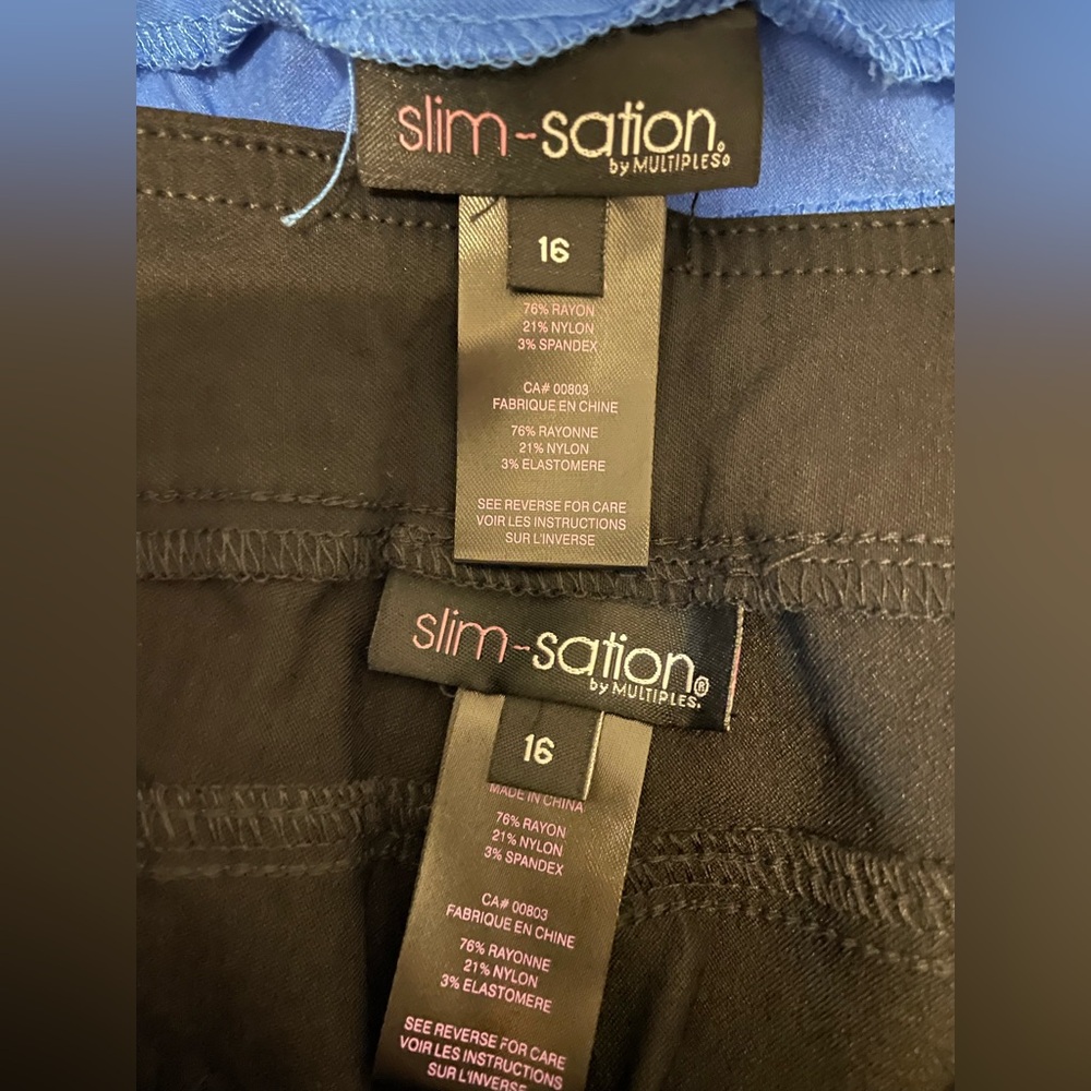 LOT of 2 Slim-Sation by Multiples Capris Black & Blue Sz 16 - Picture 5 of 15